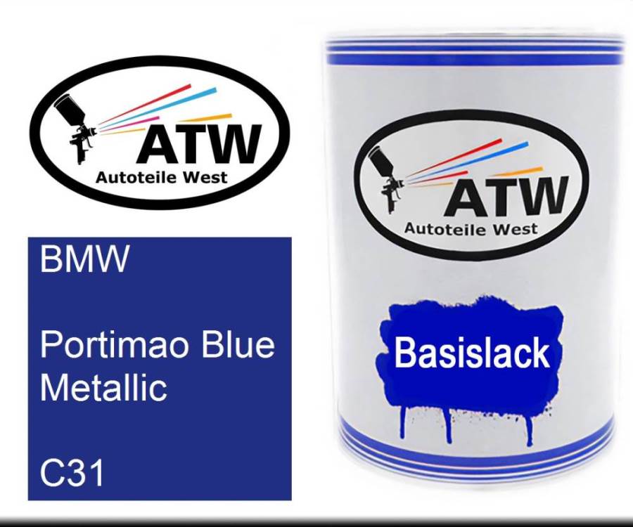 BMW, Portimao Blue Metallic, C31: 500ml Lackdose, von ATW Autoteile West.